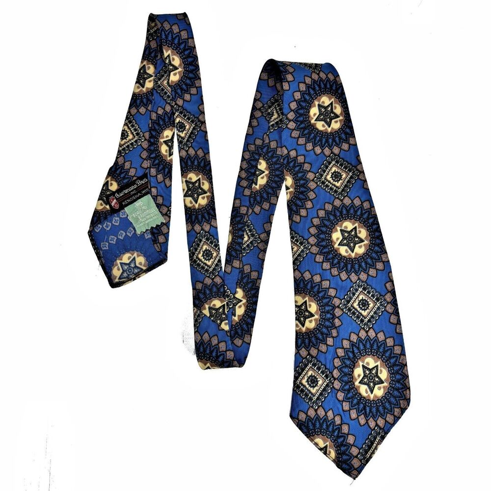 70s Beau Brummell Mens Mod Floral Tie Wide Disco Fat Business Officecore Vintage